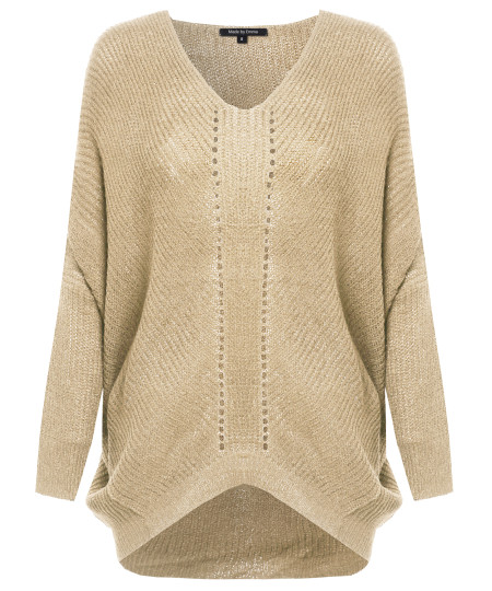 Women's Basic Knit Sweater With Dolman 3/4 Sleeves