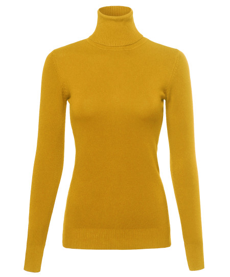 Women's Basic Lightweight Ribbed Turtleneck Sweater Top