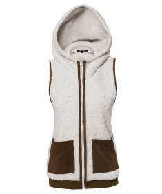 Women's Soft Fur Vest With Hood 