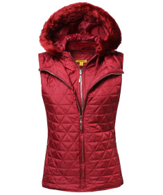 Women's Quilted Mediumweight Vest With Detachable Hood 