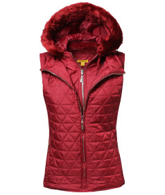 Women's Quilted Mediumweight Vest With Detachable Hood 