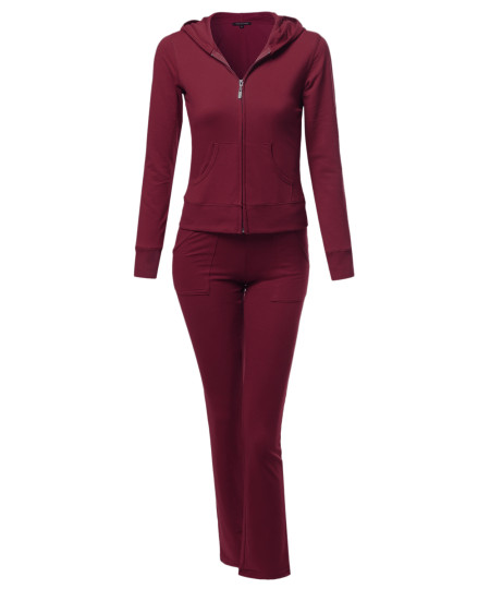 Women's Athletic Zip Up Hoodie Sweatpants Set