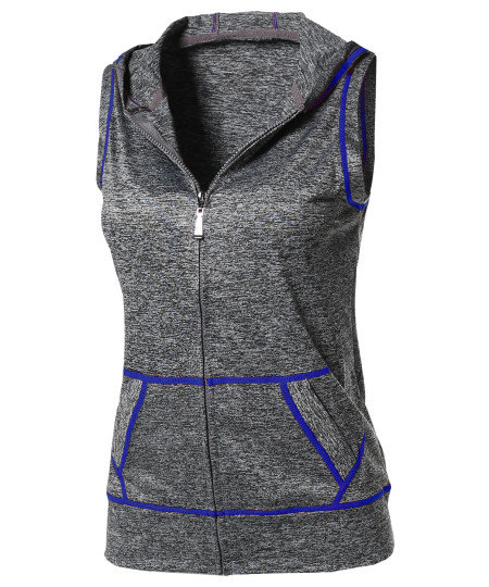 Women's Sports Yoga Workout Training Stretch Hooded Zipper Vest