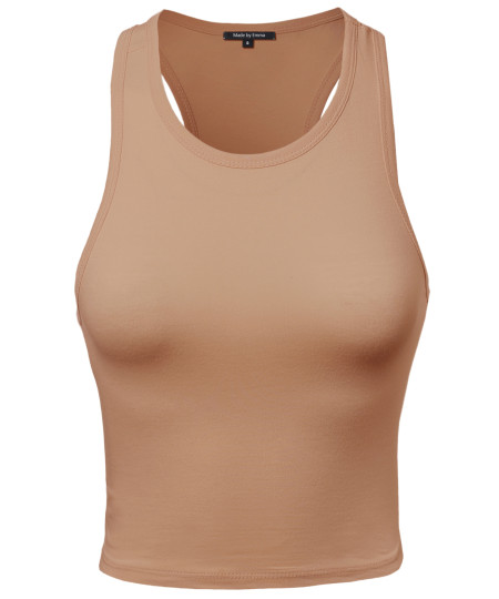 Women's Basic Solid Sleeveless Crop Tank Top