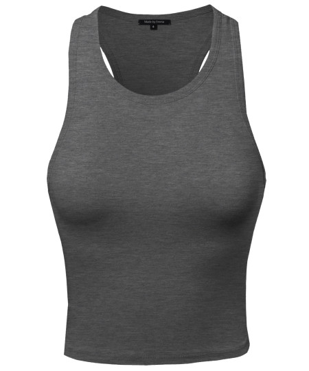 Women's Basic Solid Sleeveless Crop Tank Top