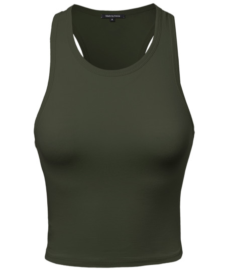 Women's Basic Solid Sleeveless Crop Tank Top