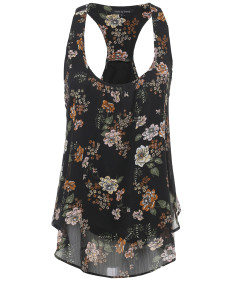 Women's Floral Scoop Neck Racerback Cami Tank Top