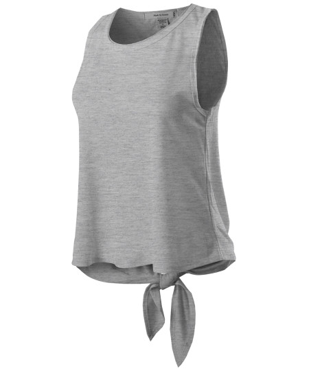 Women's Casual Lightweight Loose Fit Sleeveless Open Tie Back Tank Top