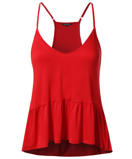 Women's Swing Fit Stretchy Spaghetti Strap Fit & Flare Waist Tank Top