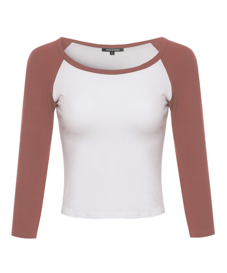 Women's Raglan 3/4 Sleeve Crop Top