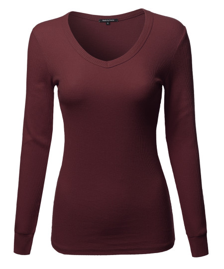 Women's Basic V-neckline Lightweight Thermal T-shirt