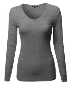 Women's Basic V-neckline Lightweight Thermal T-shirt