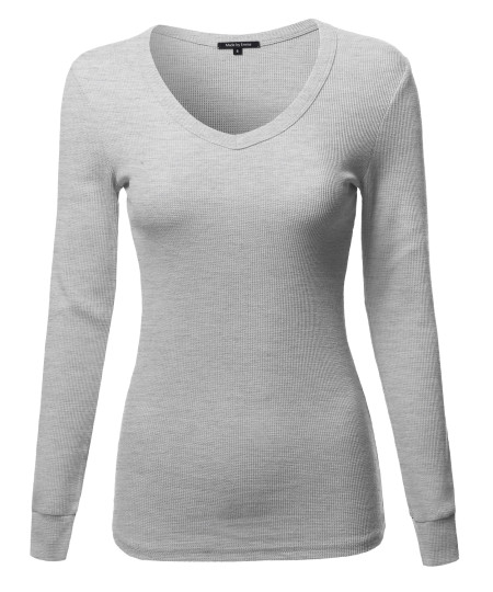 Women's Basic V-neckline Lightweight Thermal T-shirt
