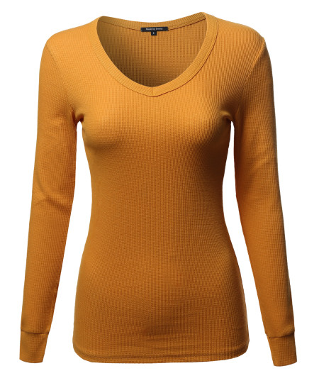 Women's Basic V-neckline Lightweight Thermal T-shirt