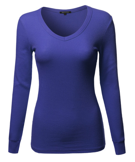 Women's Basic V-neckline Lightweight Thermal T-shirt