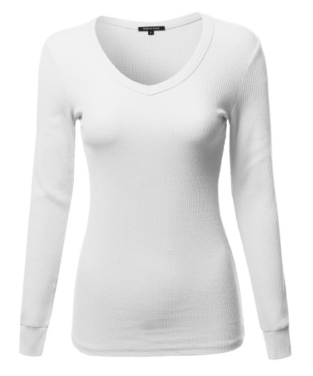 Women's Basic V-neckline Lightweight Thermal T-shirt