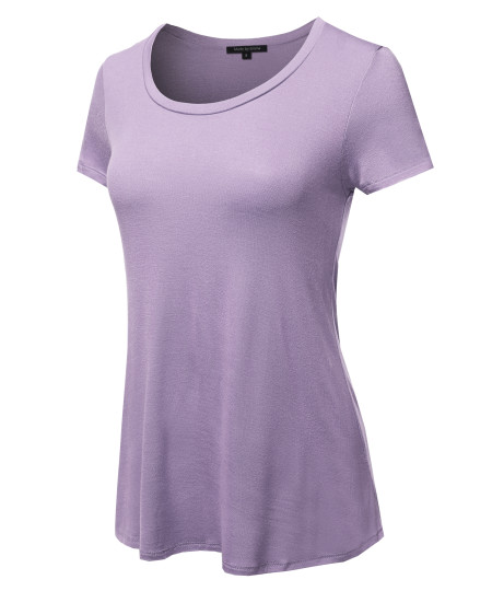 Women's Basic Short Sleeve Rayon Scoop Neck Tee