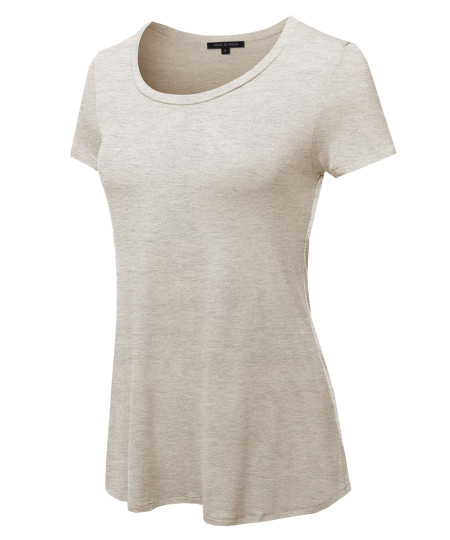 Women's Basic Short Sleeve Rayon Scoop Neck Tee