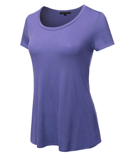 Women's Basic Short Sleeve Rayon Scoop Neck Tee