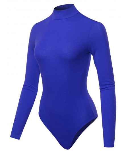 Women's Solid Long Sleeve Mock Neck Bodysuit