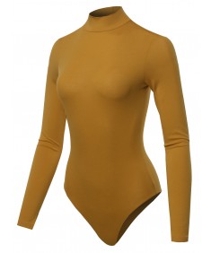 Women's Solid Long Sleeve Mock Neck Bodysuit