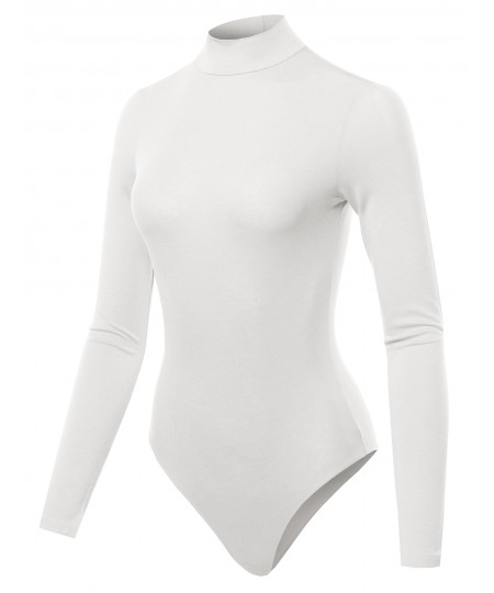 Women's Solid Long Sleeve Mock Neck Bodysuit