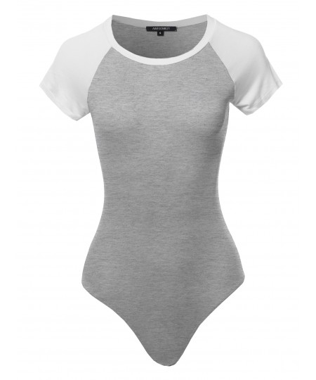 Women's Casual Raglan Short Sleeve Bodysuit