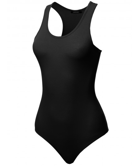 Women's Solid Cotton Base Racer-back Bodysuit