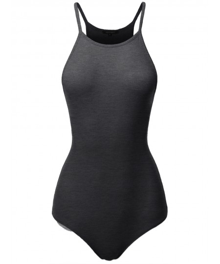 Women's Solid Ribbed High Neck Bodysuit