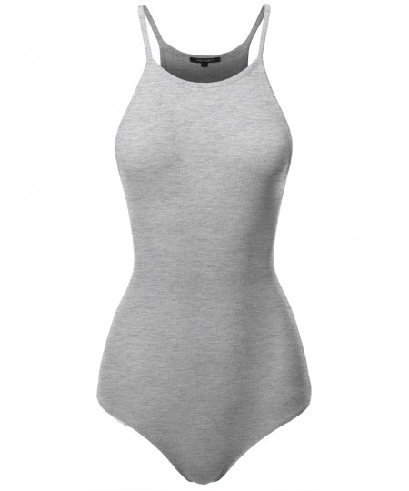 Women's Solid Ribbed High Neck Bodysuit
