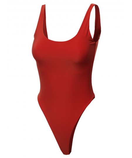 Women's Basic Solid Double Layered Sleeveless Bodysuit