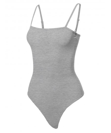 Women's Solid Camisole Strap Basic Bodysuit