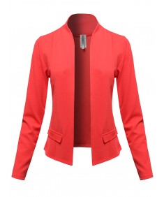 Women's Solid Classic Lightweight Shrug Blazer Jacket - Made in USA