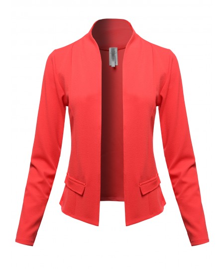 Women's Solid Classic Lightweight Shrug Blazer Jacket - Made in USA