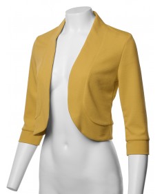 Women's Solid 3/4 Sleeves Open Front Bolero Blazer - Made In USA