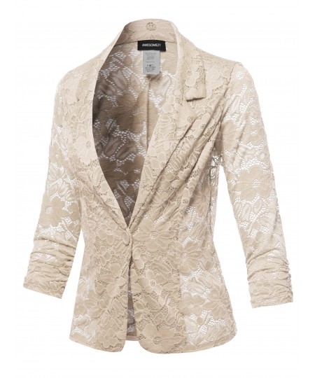 Women's Overall Lace Button Up Classic Blazer - Made in USA