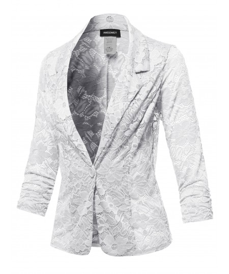 Women's Overall Lace Button Up Classic Blazer - Made in USA