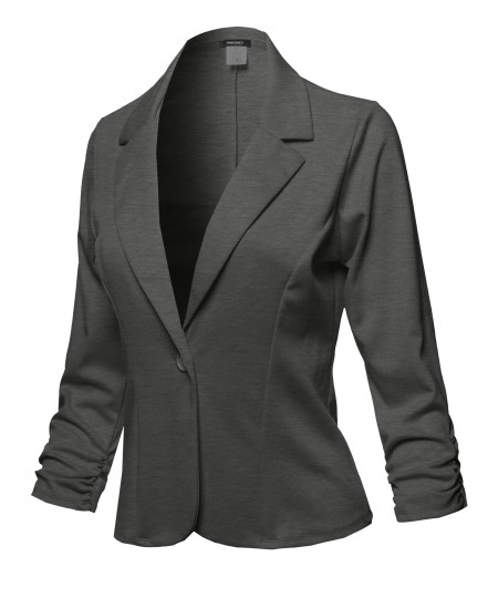 Women's Casual Solid One Button Classic Blazer Jacket - Made in USA