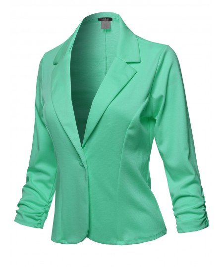 Women's Casual Solid One Button Classic Blazer Jacket - Made in USA
