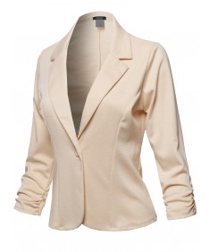 Women's Casual Solid One Button Classic Blazer Jacket - Made in USA