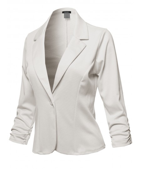 Women's Casual Solid One Button Classic Blazer Jacket - Made in USA