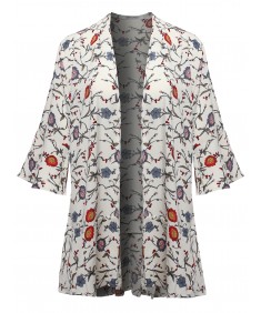 Women's Floral Print Kimono Style Open Front Cardigan