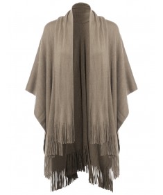 Women's Casual Knitted Poncho Capes Shawl Fringe Cardigan