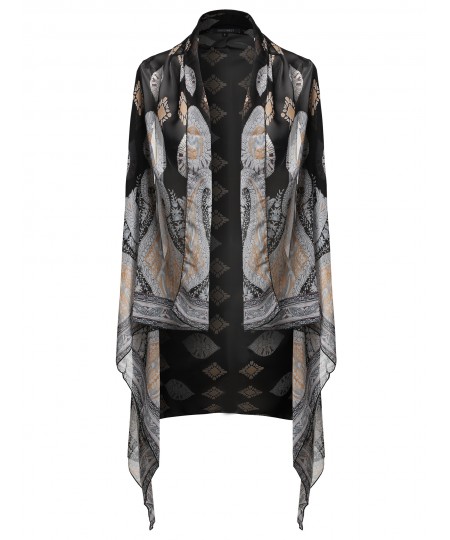 Women's Various Print Sleeveless Kimono Shrug Cardigan