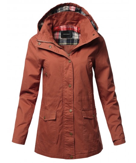 Women's Casual Long Sleeve High Neck Utility Anorak Jacket