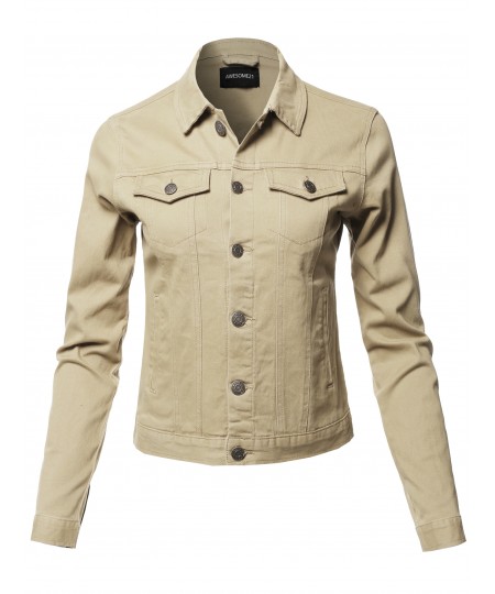 Women's Solid Basic Denim Twill Jacket