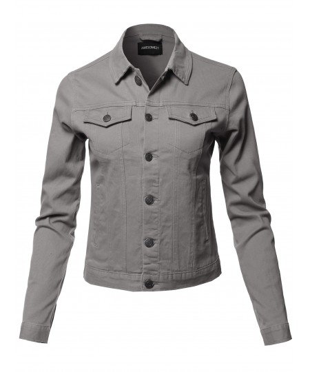 Women's Solid Basic Denim Twill Jacket