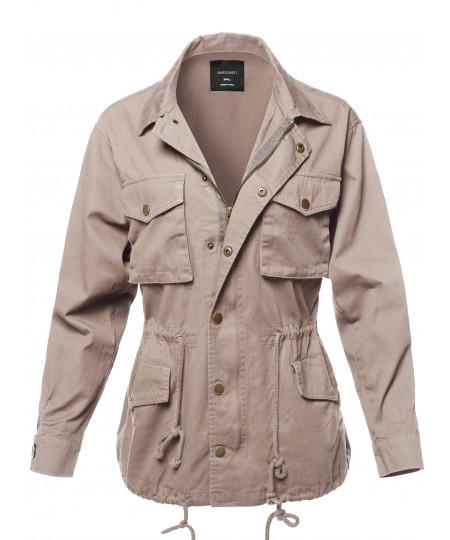 Women's Causal Basic Over-Sized Utility Anorak Jacket 