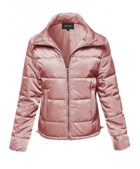 Women's Solid Basic Quilted Light Padded Jacket