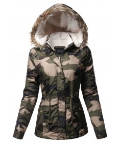 Women's Casual Sherpa Lining Fur Trimmed Hoodie Long Sleeves Jacket